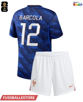 Günstige Frankreich Bradley Barcola #12 Heimtrikotsatz Kinder WM 2026 Kurzarm (+ Kurze Hosen)